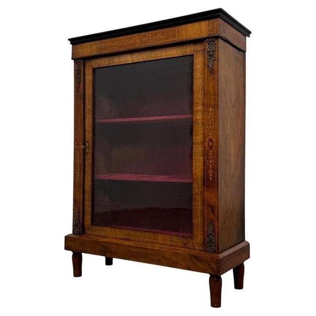 19th Century Victorian English Walnut Pier Cabinet Vitrine For Sale - Image 4 of 11