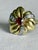 Vintage Mid-Century 18k Yellow Gold Garnet and Diamond Flower Cluster Ring, Size 7 For Sale - Image 4 of 12