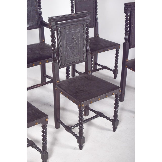Leather Dining Chairs, 1920s, Set of 6 For Sale - Image 10 of 14