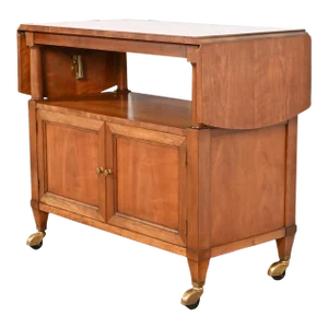 Kindel Furniture French Regency Louis XVI Cherry Wood Rolling Server or Bar Cart, Circa 1960s
