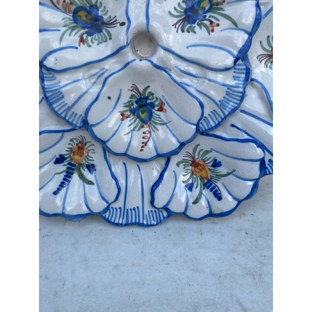 French Blue & White Faience Oyster Platter Moustiers Style, Circa 1940 For Sale - Image 4 of 9