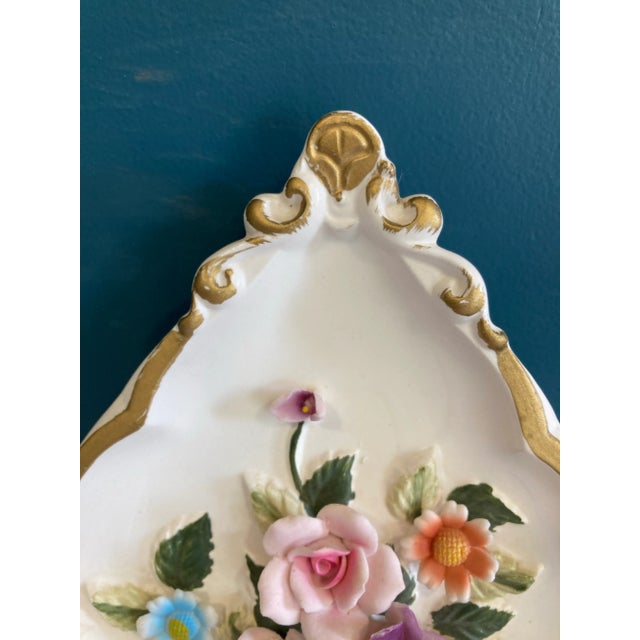 White Vintage Lefton Floral Ceramic Wall Decor For Sale - Image 8 of 9