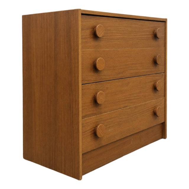 Mid Century Modern Teak Dresser | Danish Modern Chest of Drawers | Vintage Teak Nightstand With Sculptural Pulls. C. 1960’s For Sale
