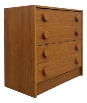 Mid Century Modern Teak Dresser | Danish Modern Chest of Drawers | Vintage Teak Nightstand With Sculptural Pulls. C. 1960’s