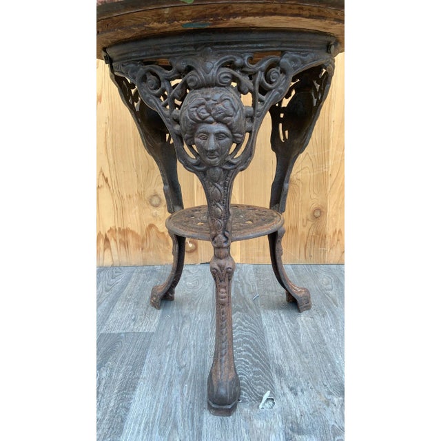 Early 19th Century Antique Neoclassical Cast Iron Marble Top English Pub Table For Sale - Image 5 of 8