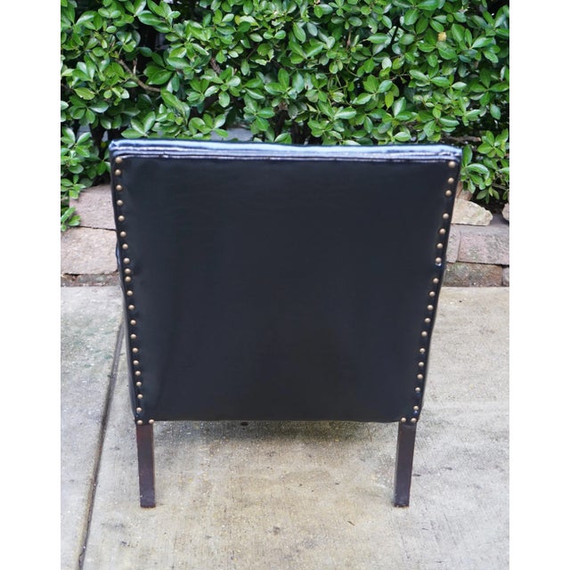 1970s Vintage Black Patent Leather Club Chair For Sale - Image 4 of 10