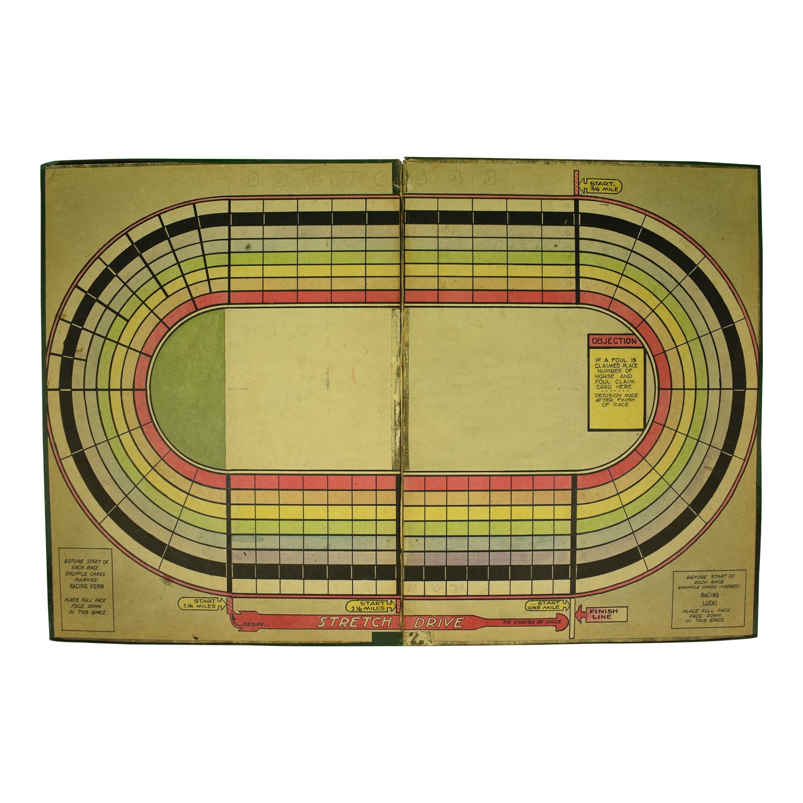 Hand-Painted C1930s 2pc Horse Race Track Board Game | Chairish