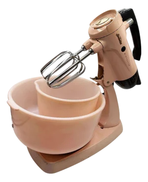 Mid 20th Century Pink Enameled Model 12 Mixmaster Electric Mixer by Sunbeam W/ Bowls