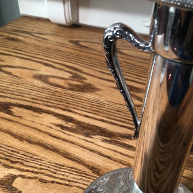 Arts and Crafts Candle Holder Silver Plated by Vintage Rogers Hand Engraved For Sale - Image 12 of 13