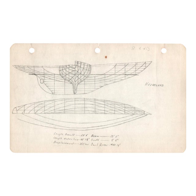 1940s Maine Marine Architectural Drawing on Paper For Sale