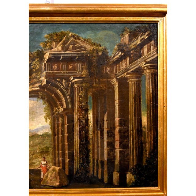 Follower of Niccolò Codazzi, Capricci Landscapes, 1700, Oil on Canvases, Framed, Set of 2 For Sale - Image 14 of 18