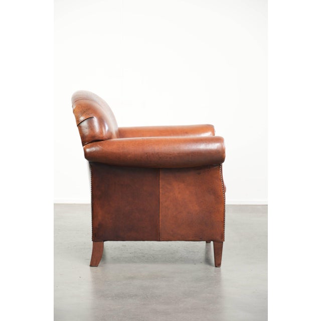 Vintage Sheepskin Armchair with Decorative Nails For Sale - Image 3 of 13