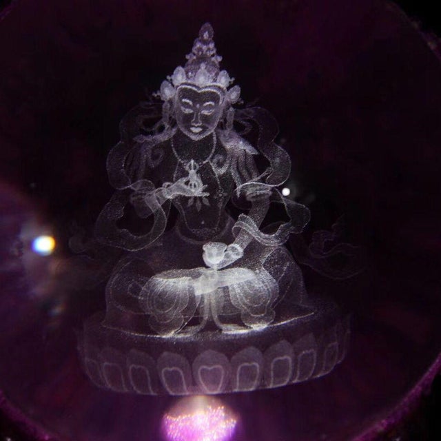 Late 19th Century Buddhist Relic Sphere With Etched Deity, 1516g, Purple Crystal Ball For Sale In Los Angeles - Image 6 of 9