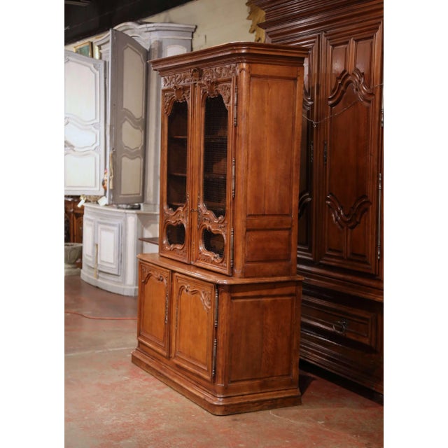 French 18th Century French Louis XIV Oak Buffet Deux Corps From Normandy For Sale - Image 3 of 13