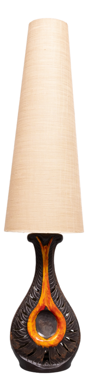 Large Fat Lava Ceramic Floor Lamp from Walter Gerhards, West Germany, 1970s