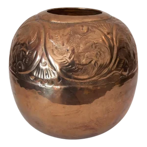 Scallop Brass Embossed Hammered Planter Vase