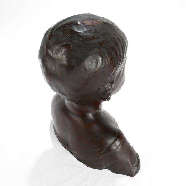 Bronze Renaissance Style Cast Bronze Bust of a Child After Desiderio For Sale - Image 8 of 10