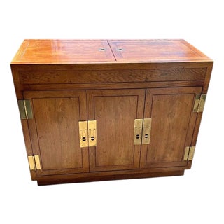Late 20th Century Henredon Bar Cabinet Server Cart Campaign Scene 1, Attributed For Sale