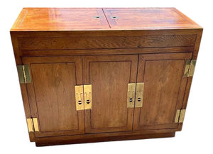 Late 20th Century Henredon Bar Cabinet Server Cart Campaign Scene 1, Attributed