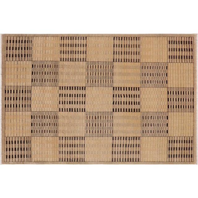 1990s Contemporary Gabbeh Beige/Tan Wool Rug - 8'11" X 11'9" For Sale - Image 11 of 12