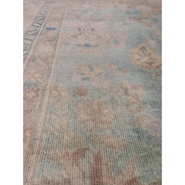Antique Indian Agra Carpet, Handmade Rug, Green - Blue, Taupe, Beige, Allover For Sale - Image 13 of 18