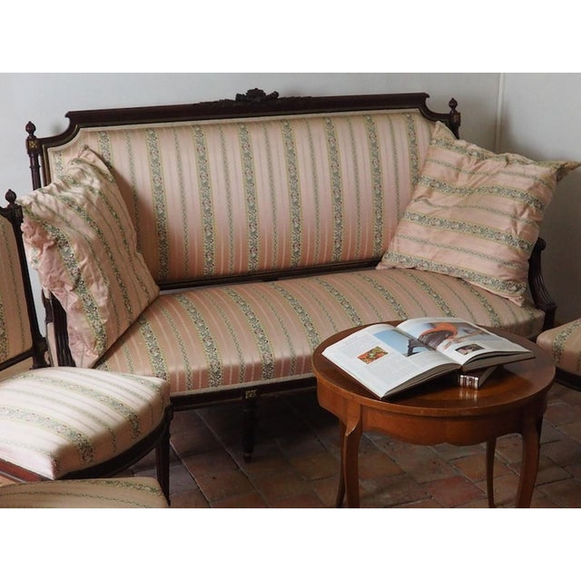 Traditional Vintage French Empire Style Sofa and Chairs, 1930s, Set of 5 For Sale - Image 3 of 11