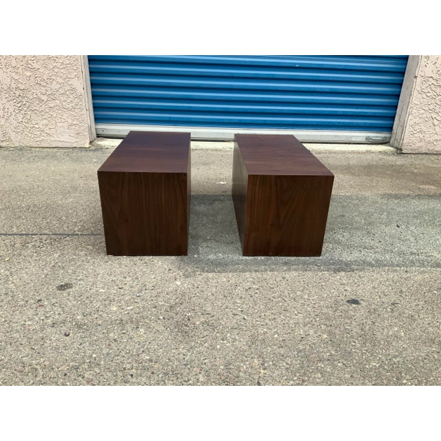 1990s 1990s Modern Walnut Low Profile End Tables - Set of 2 For Sale - Image 5 of 9