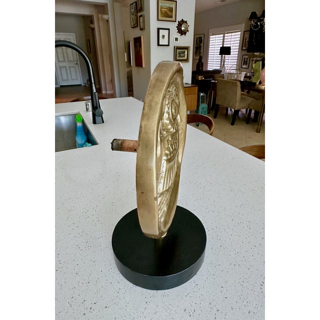 Metal Mid Century Greek Athenian Owl Architectural Fragment on Stands For Sale - Image 7 of 15