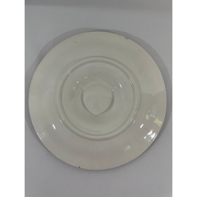 1920s Antique French Longchamp Majolica Green and White Oyster Plate For Sale - Image 11 of 13