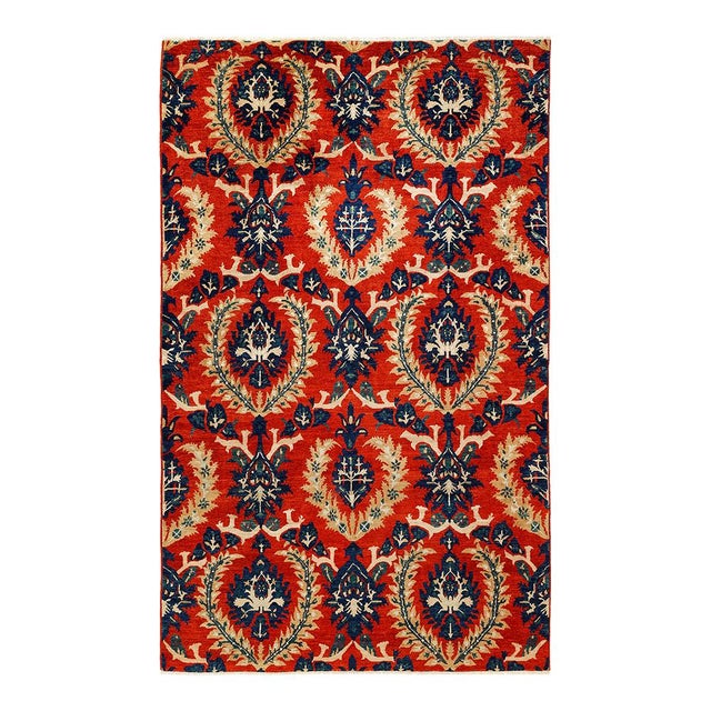 Eclectic Collection Hand-Knotted Area Rug - Orange 6' 7" x 10' 5" For Sale - Image 4 of 4