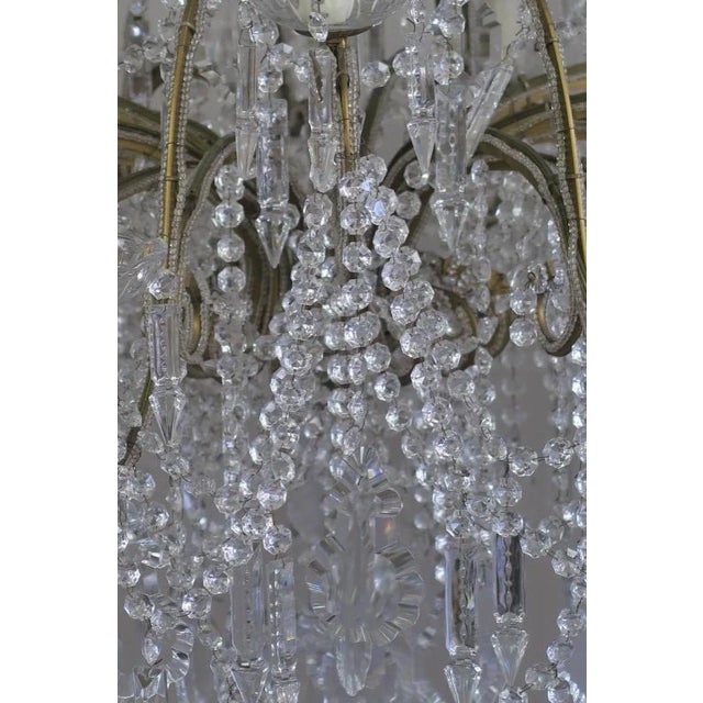 Glass Louis XV Style Italian Crystal Beaded Arm Chandelier, Circa 1940s For Sale - Image 7 of 9
