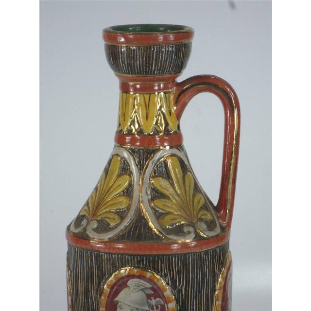 Mid 20th Century Pitcher Jug Classical Italy Pottery Hand Made Panted, 3 Transfer Images of Busts, Figurative For Sale - Image 6 of 12