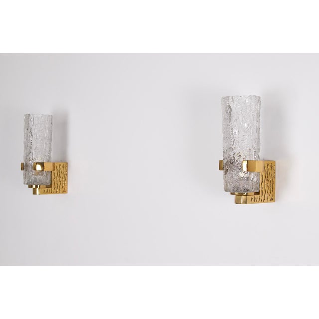 1970s Brutalist Wall Sconces in Brass and Glass, 1970s, Set of 2 For Sale - Image 5 of 13