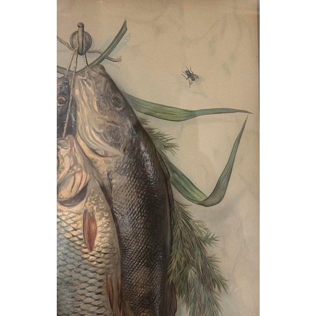 Late 19th Century Antique Late 19th Century British School Trompe L’Oeil Embossed Hunt Trophy / Hunting / Fishing / Fish Chromolithographs Prints, a Pair For Sale - Image 5 of 6