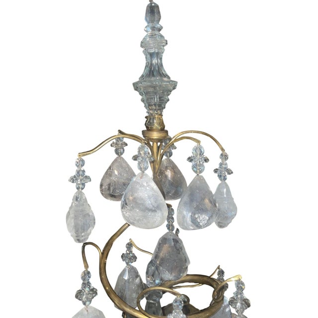 Italian Pair of 19th Century Italian Bronze & Rock Crystal Girandoles For Sale - Image 3 of 8