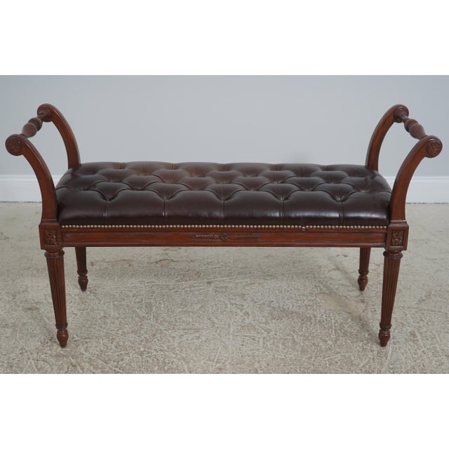 Age: Approx: 20 Years Old Details: Tufted ‘Antique’ Brown Leather Seat Tack Head Trim Possibly Maitland Smith Or Similar...