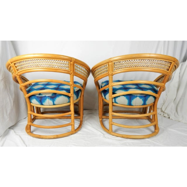 Wood Natural Rattan Chairs & Ottoman - 3 Pieces For Sale - Image 7 of 12