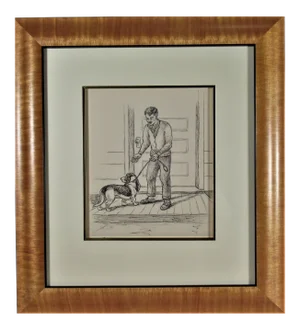 Margaret Sweet Johnson, Man and Dog on the Front Porch, Circa 1930