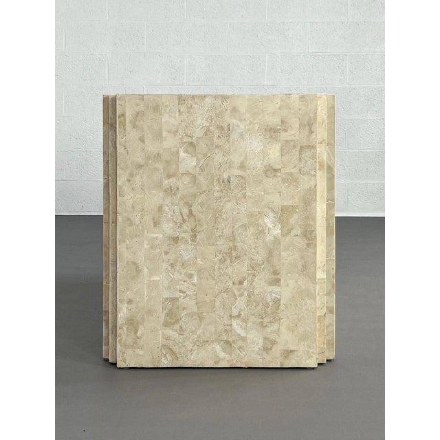 Vintage Sideboard in Stone Marquetry and Brass Inlay, 1980s For Sale - Image 6 of 12