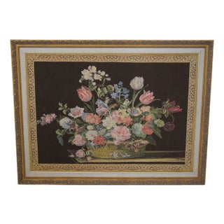 Large Petipoint Tapestry in Frame For Sale