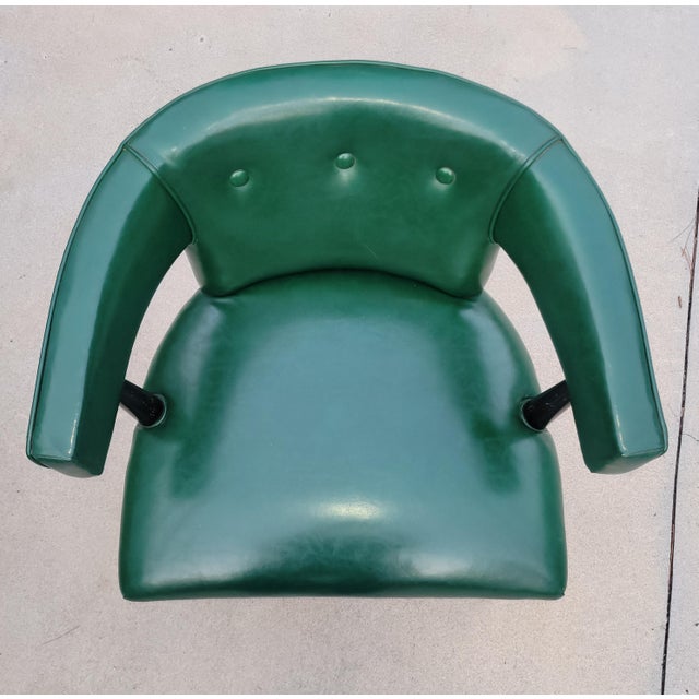 1960s Emerald Green Tufted Tub Chair Attributed to Lenoir Furniture For Sale - Image 9 of 9