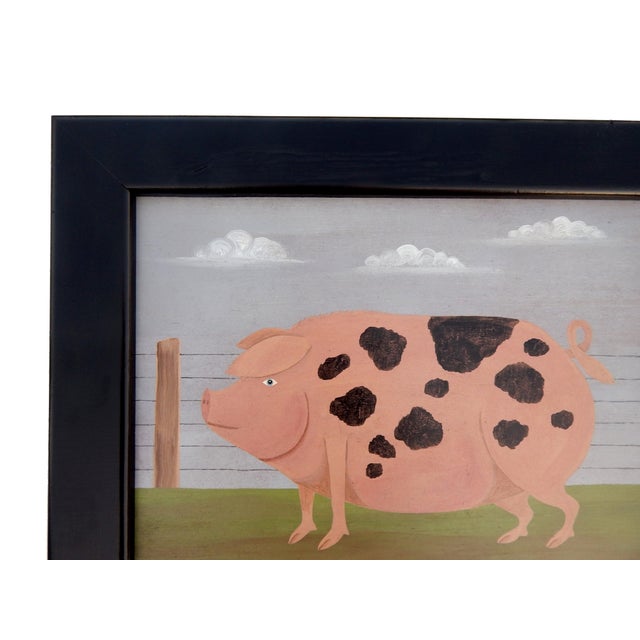 Matt Rix, Naive Style Prize Gloucester Spot Cotswold Pig, Oil on Board, Framed For Sale - Image 4 of 12