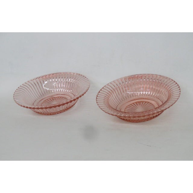 Glass 1930s Anchor Hocking Queen Mary Pair of 2 Dessert Bowls Pink Depression Glass For Sale - Image 7 of 12