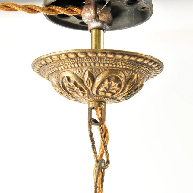 Vintage Petite European Brass and Ceramic Rose Chandelier For Sale - Image 14 of 14