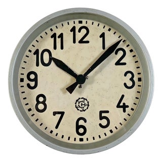 Industrial Grey Factory Wall Clock from Chronotechna, 1950s For Sale