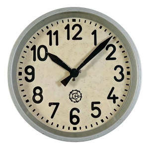 Industrial Grey Factory Wall Clock from Chronotechna, 1950s