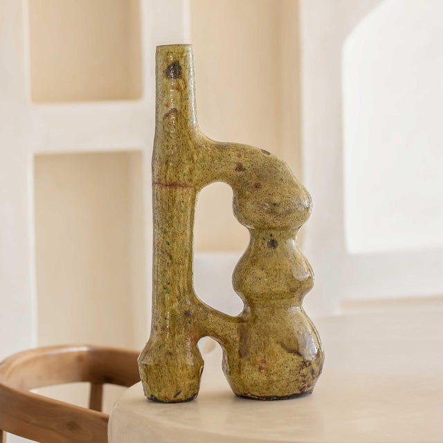 Handcrafted Sculpture with Tamegroutes Green Glaze by Azele Studio For Sale - Image 4 of 8