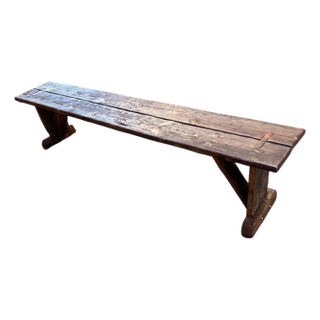 78" Archaic’s Made-to-Order Farmhouse Bench of Espresso Finished Reclaimed Barnwood For Sale