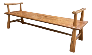Andrianna Shamaris Midcentury Couture Teak Wood Bench with Arms