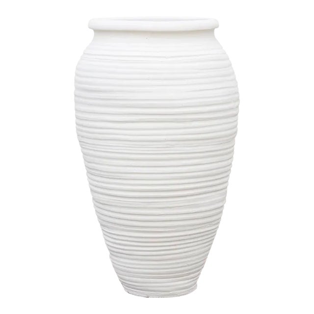 Tall Terracotta White Planter For Sale